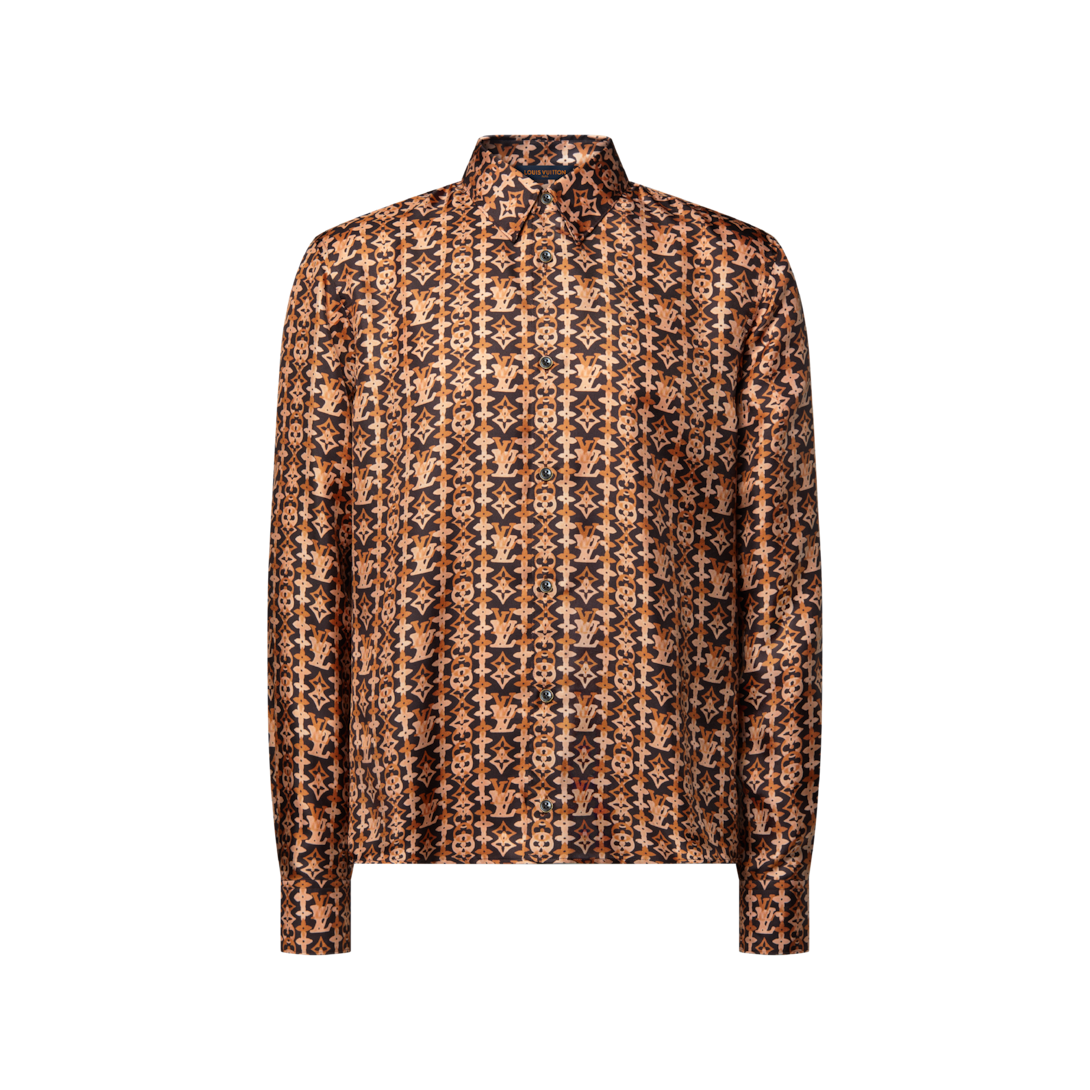 Monogram Printed Long-Sleeved Silk Shirt - gifts - Valentine's Day